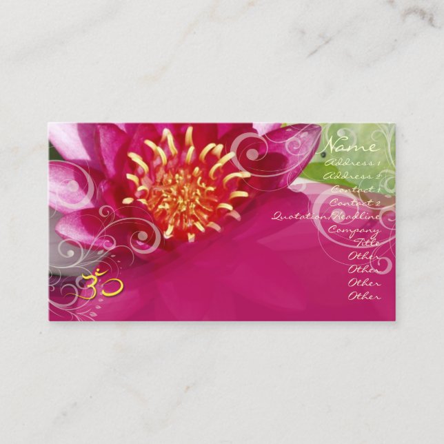 Tarjeta De Visita Fuschia lotus + remolinos (Anverso)