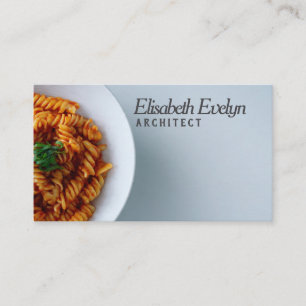 Tarjeta De Visita Fusilli de Pasta con Salsa Roja Minimalista
