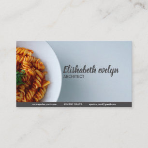 Tarjeta De Visita Fusilli de pasta con salsa roja minimalista g34
