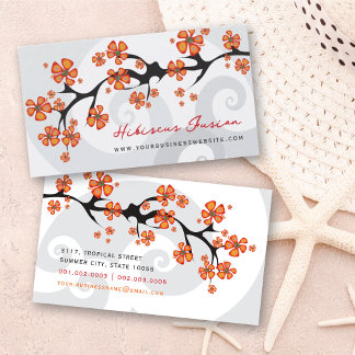 Tarjeta De Visita Fusión de Flor de Hibisco Naranja Tropical con Rem