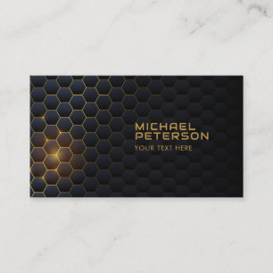 Tarjeta De Visita Futurista Hexagonal Luz Hitech Moderno