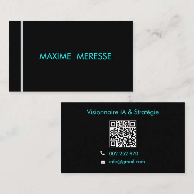 Tarjeta De Visita Futuristic Cyber Minimalist QR Code Business Card (Anverso / Reverso)