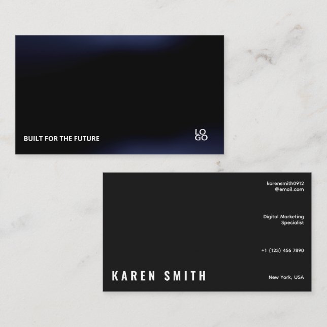 Tarjeta De Visita Futuristic Dark Tech Startup Business Card (Anverso / Reverso)