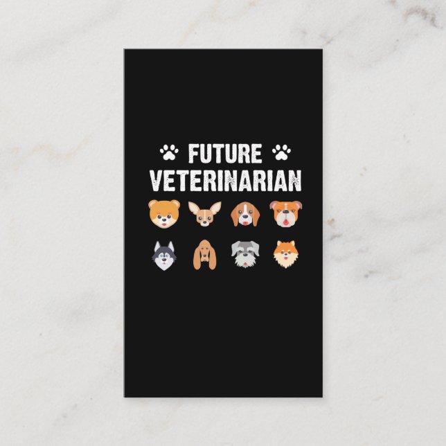 Tarjeta De Visita Futuro veterano amante de los animales veterinario (Anverso)