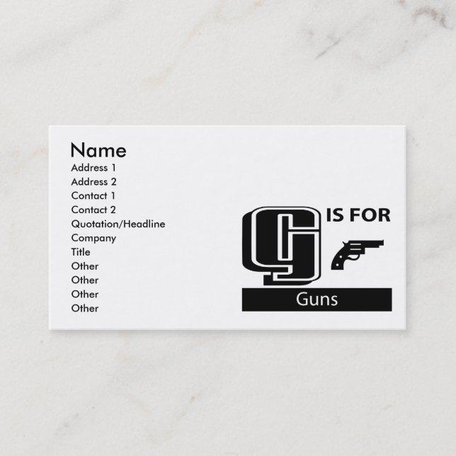 Tarjeta De Visita G está para los armas (Anverso)
