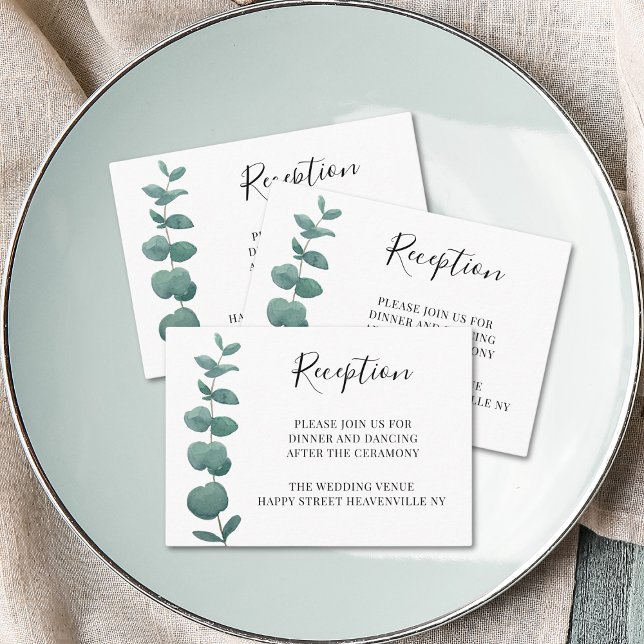 Tarjeta De Visita Gabinete de Boda de Eucalyptus de acuarela de pres (Subido por el creador)
