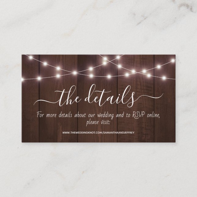 Tarjeta De Visita Gabinete de detalles del Boda de las luces de cade (Anverso)