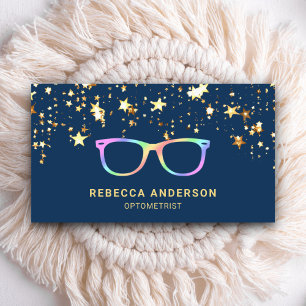 Tarjeta De Visita Gafas de ojos de confeti de estrellas de oro Optom