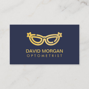 Tarjeta De Visita gafas de optometrista azul marino y dorado