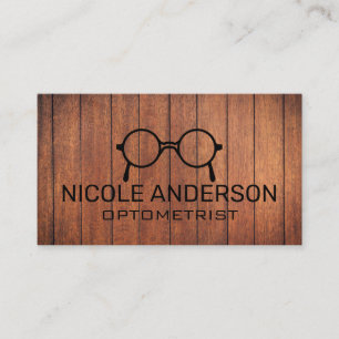Tarjeta De Visita Gafas de optometrista de madera rústica