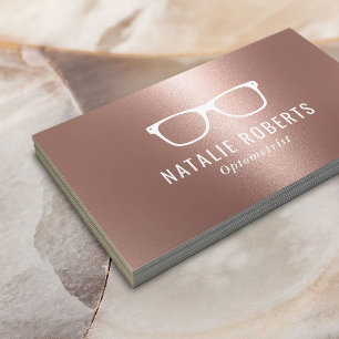 Tarjeta De Visita Gafas de optometrista elegantes de oro rosa