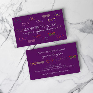 Tarjeta De Visita Gafas de sol de moda Purple Optic Eyewear