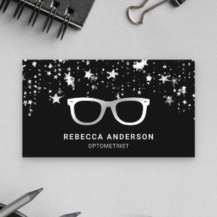 Tarjeta De Visita Gafas de sol grises estrella gris confeti Óptico
