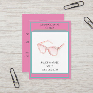 Tarjeta De Visita Gafas de sol Miami de Retail Pink Retro 80