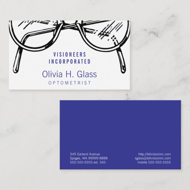 Tarjeta De Visita Gafas Ocular Visión Óptica (Anverso / Reverso)