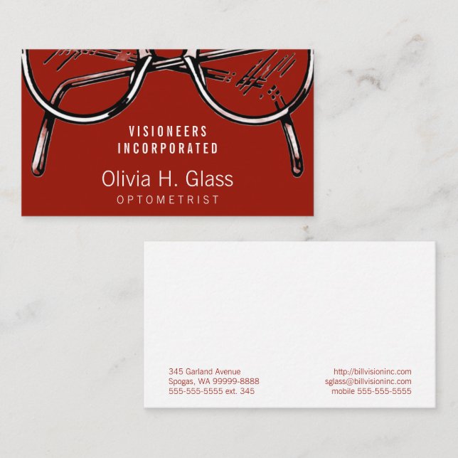Tarjeta De Visita Gafas Ocular Visión Óptica (Anverso / Reverso)