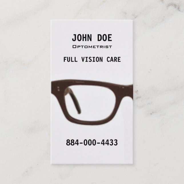 Tarjeta De Visita Gafas oculares de optometría (Anverso)