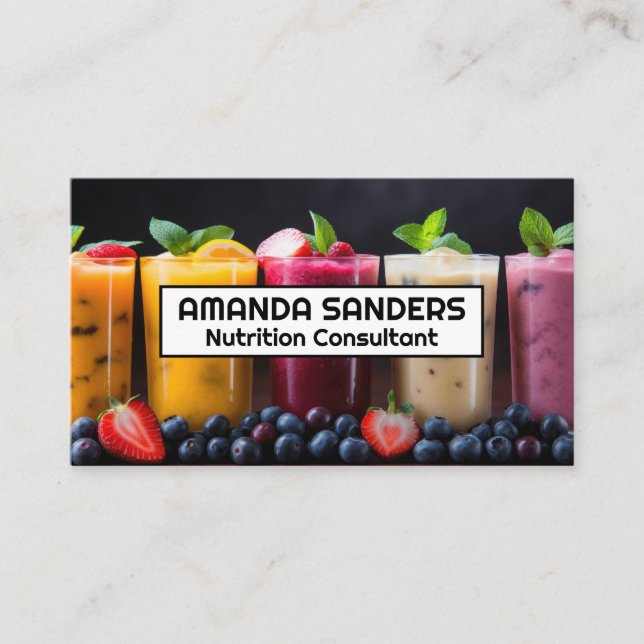 Tarjeta De Visita Gafas Smoothie | Frutas (Anverso)