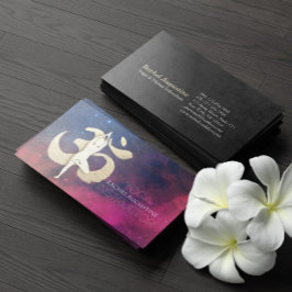 Tarjeta De Visita Galaxia con símbolo OM de la Pose del instructor d