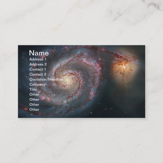 Tarjeta De Visita Galaxia espiral para remolinos M51 NASA (Anverso)