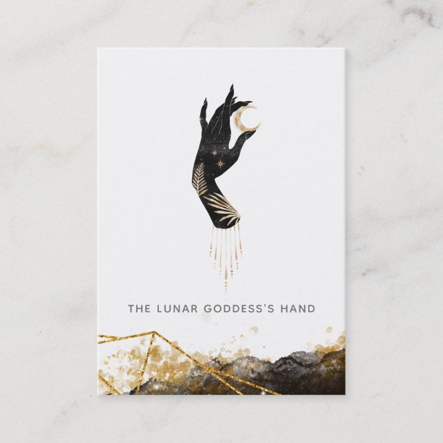 Tarjeta De Visita *~* Galaxia geométrica de la luna de mano  (Anverso)