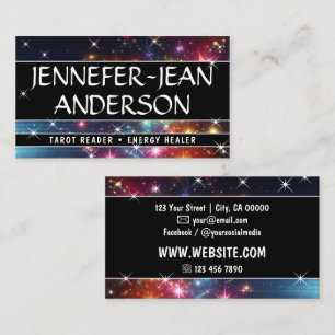 Tarjeta De Visita Galaxia Nebulosa Purpurina Lluvia Estrellas Esparc