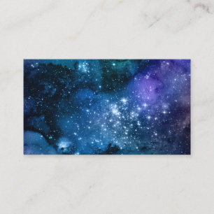 Tarjeta De Visita Galaxia Noche Estrellada Nebulosa Azul Espacio Cós
