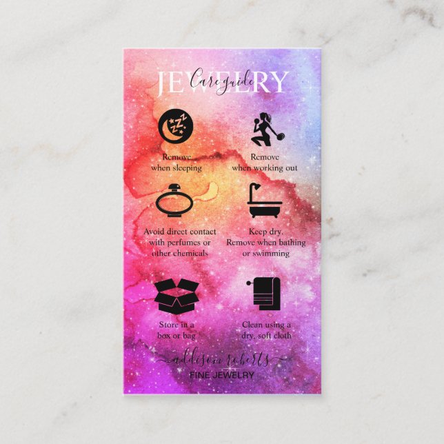 Tarjeta De Visita Galaxia Space Stars Ultra Violet Pink Jewelness Ca (Anverso)