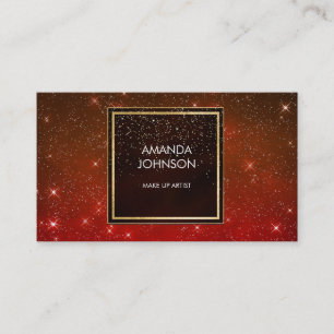 Tarjeta De Visita Galaxia Stars Golden Red Black Confetti Vip
