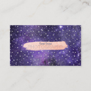 Tarjeta De Visita Galaxia y estrellas púrpuras con pincelada