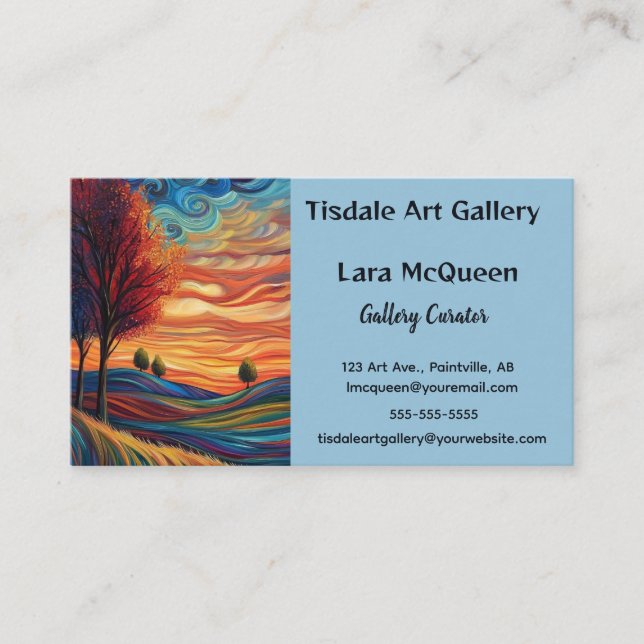 Tarjeta De Visita Galería de Arte Editable (Anverso)