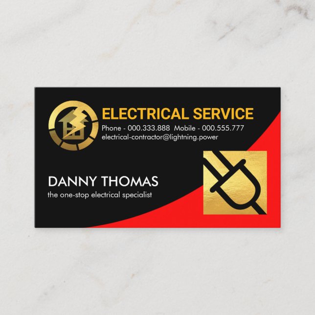 Tarjeta De Visita Gálibo de oro de la curva eléctrica roja (Anverso)