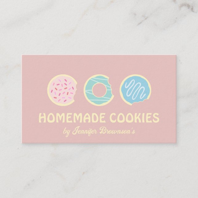 Tarjeta De Visita Galletas Amarillas Rosadas Donas Dulces (Anverso)