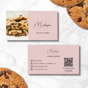 Tarjeta De Visita Galletas de panadería con logotipo de monograma QR