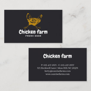 Tarjeta De Visita gallina acuarela negro blanco huevos frescos granj