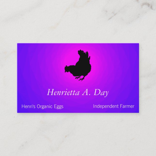 Tarjeta De Visita Gallina [pollo, granjero, huevos orgánicos] (Anverso)