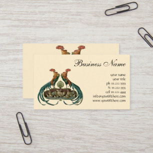 Tarjeta De Visita Gallos y gallinas vintage Art Nouveau