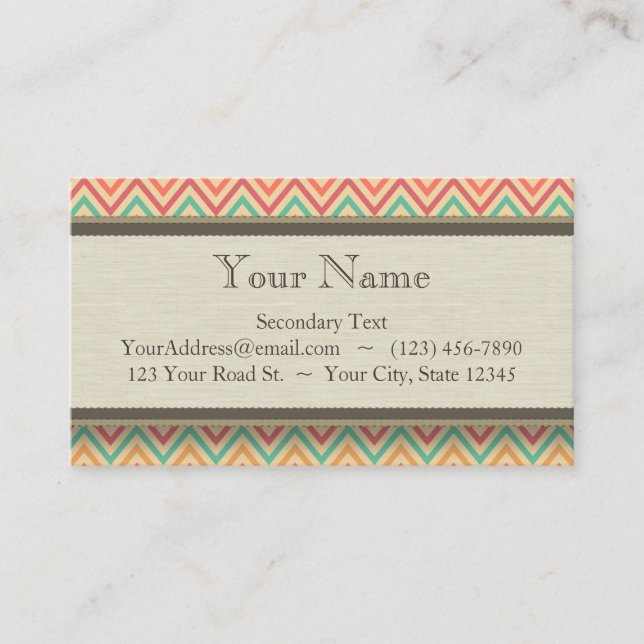 Tarjeta De Visita Galones del zigzag del Grunge del arco iris (Anverso)