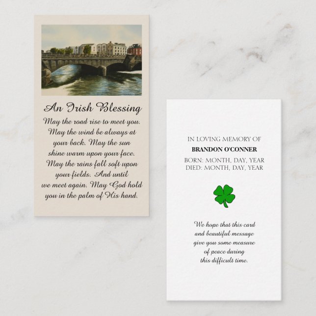 Tarjeta De Visita Galway: Condolencias sentidas, azul Siena Roja (Anverso / Reverso)