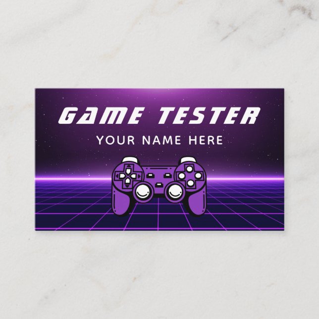 Tarjeta De Visita Game Tester Developer Gamer Futurista Purple (Anverso)