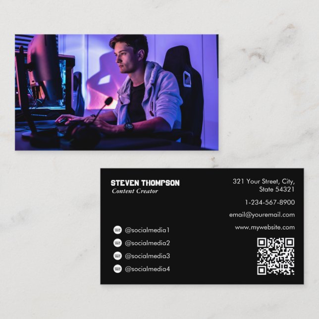 Tarjeta De Visita Game Tester Gamer Content Creator Full Photo (Anverso / Reverso)