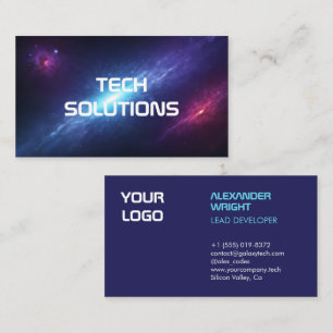 Tarjeta De Visita Gamer Galaxy Azul de Esports Tecnología Moderna