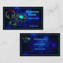 Tarjeta De Visita Gamer retro neón azul