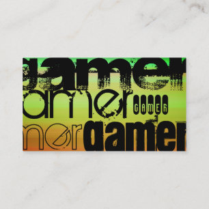 Tarjeta De Visita Gamer; verde vibrante, Naranja y amarillo