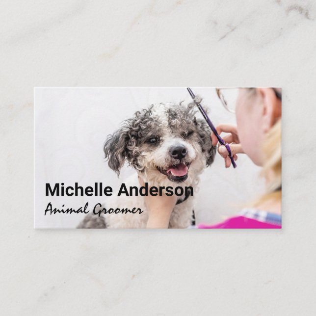 Tarjeta De Visita Ganadero Cortando el pelo de perro (Anverso)