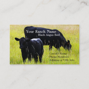 Tarjeta De Visita Ganado negro de Angus que pasta en campo