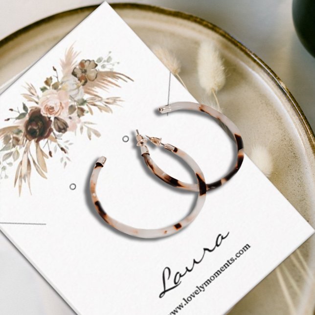 Tarjeta De Visita Ganancia de Boho Autumn Pumpkin Stud (#zazzlemade #falldisplaycard #fallfloral #whitepumpkin #autumncard)