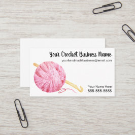 Tarjeta De Visita Ganchillo rosado del hilado de la acuarela