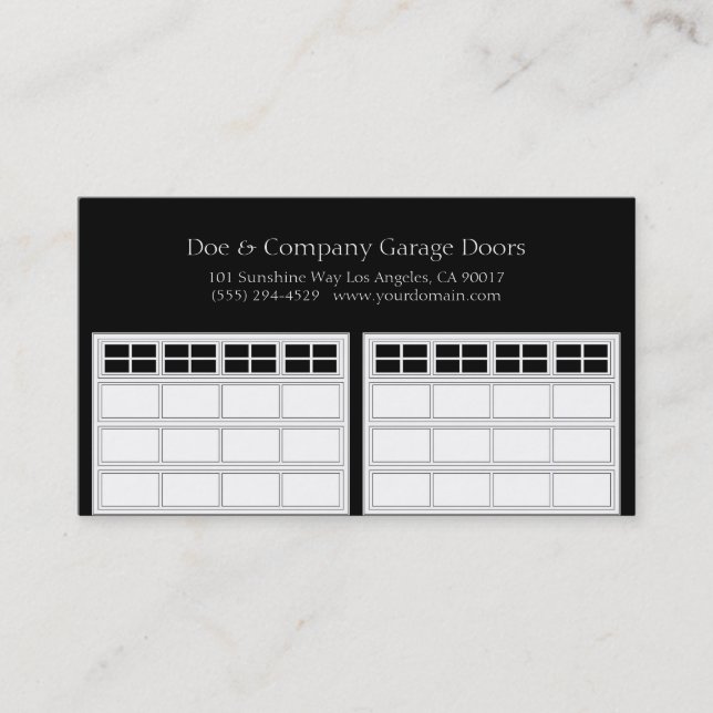 Tarjeta De Visita Garage Door Company/negro clásico (Anverso)