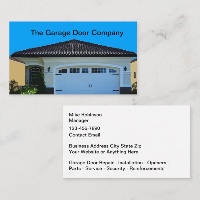 Tarjeta De Visita Garage Door Services And Repair Business Cards (Anverso / Reverso)
